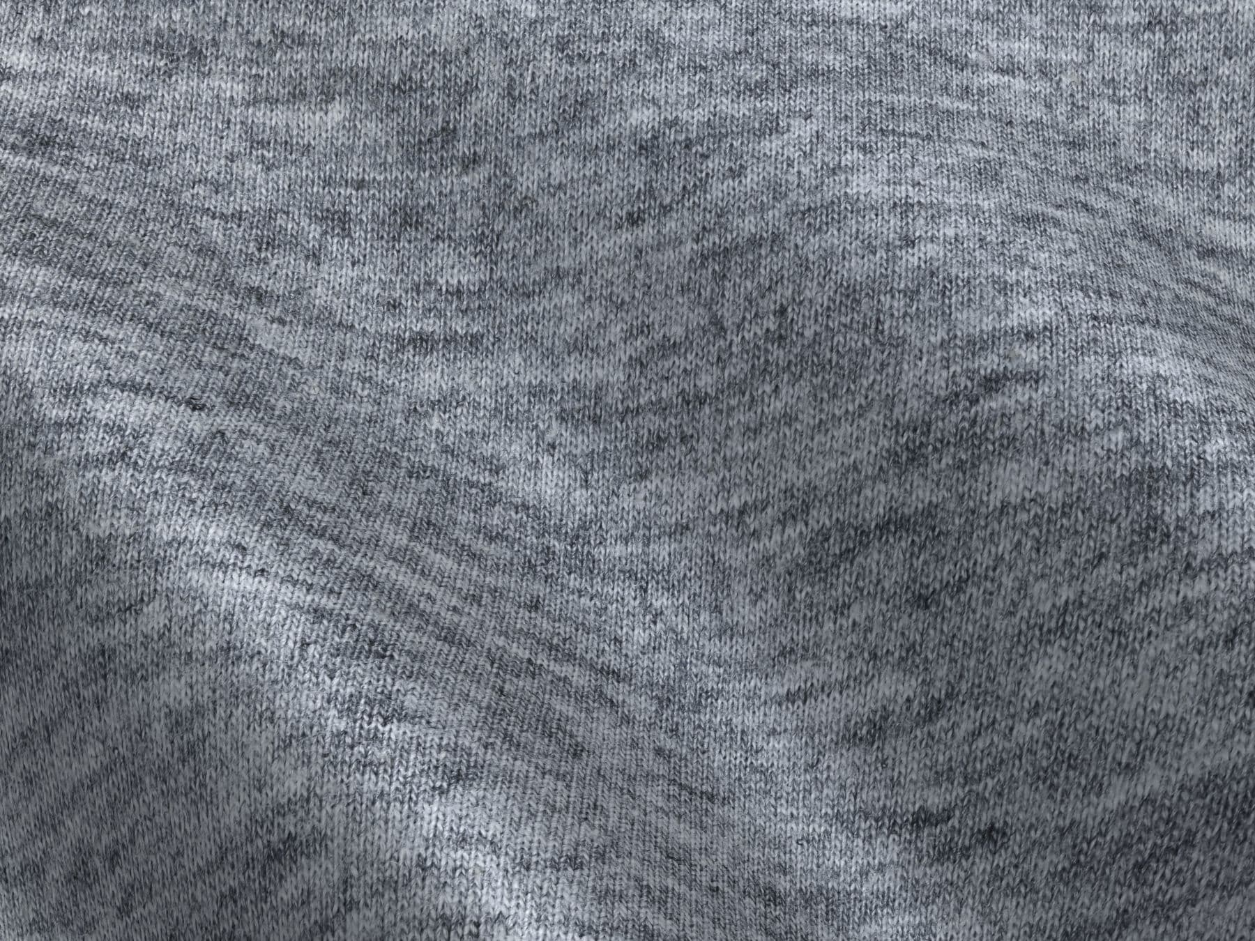 Close view of grey melange knit fabric